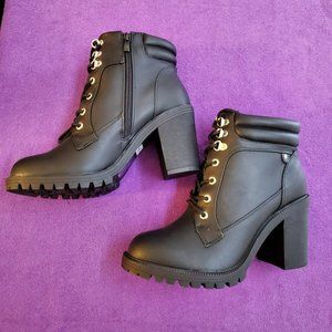 TORRID Black Faux Leather Lace-Up Hiker Boot